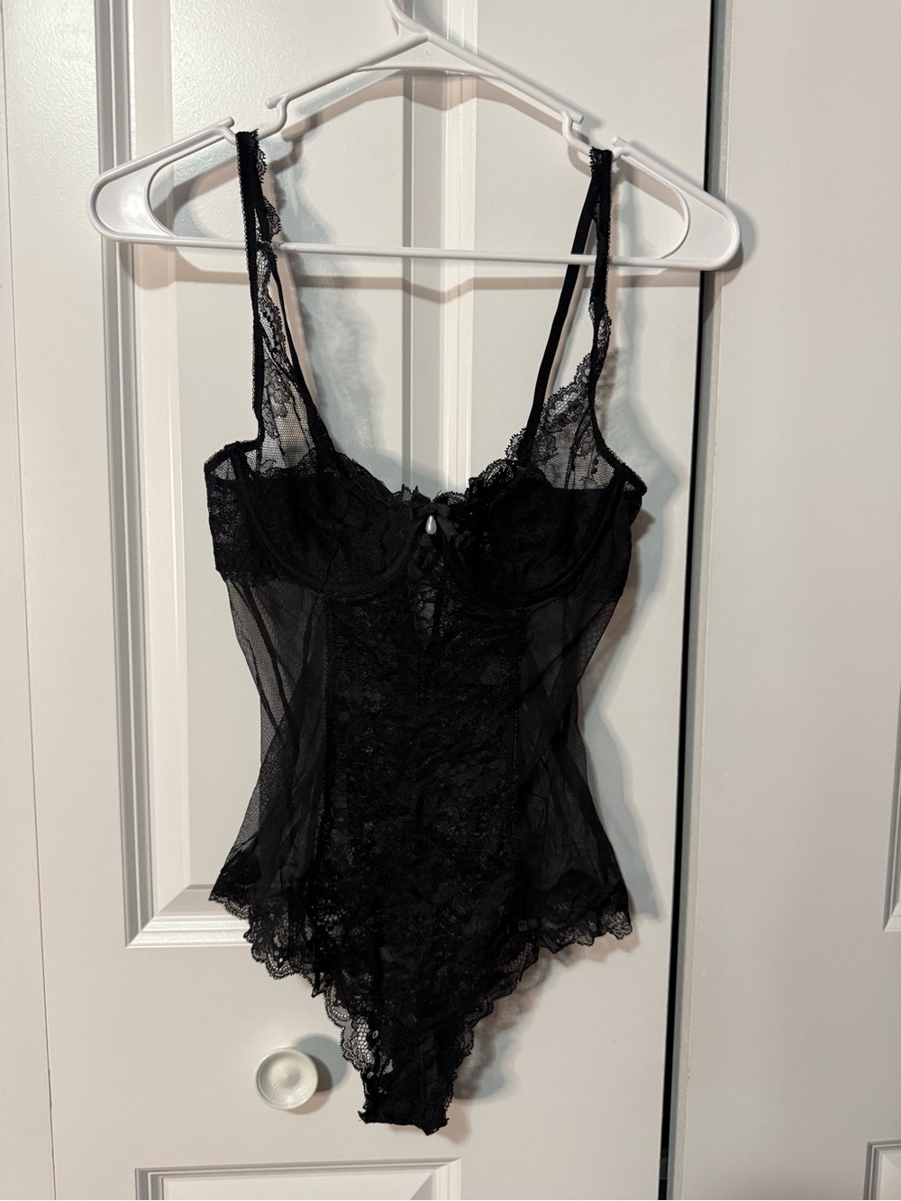 Victoria's Secret Black Lace Sheer Bodysuit